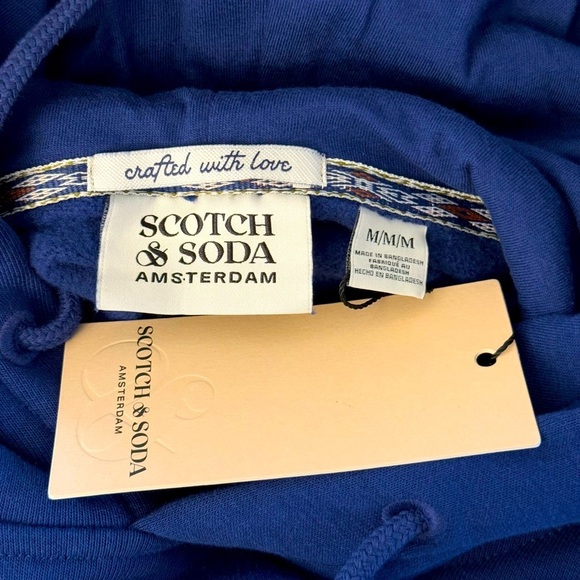 SCOTCH & SODA Men’s Embroidered Relaxed Fit Fleece Hoodie Evening Skies NEW - Picture 7 of 9